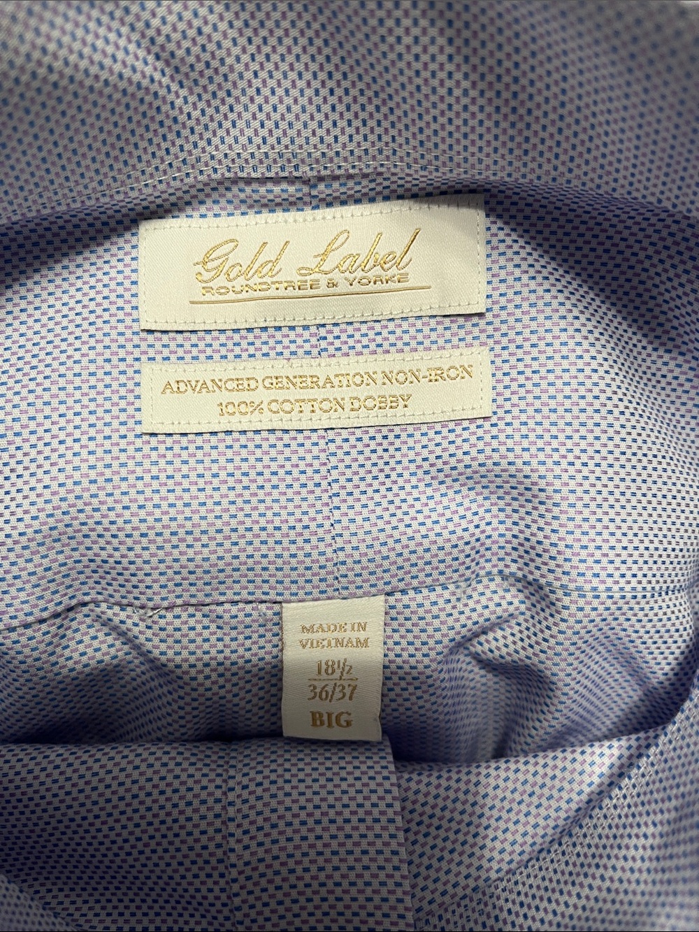 Roundtree & Yorke Gold Label Light Blue Micro-Check Dress Shirt